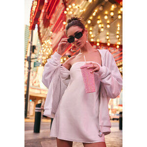 Lulus Sensational Feeling White Satin Off-the-shoulder Mini Dress - Size M